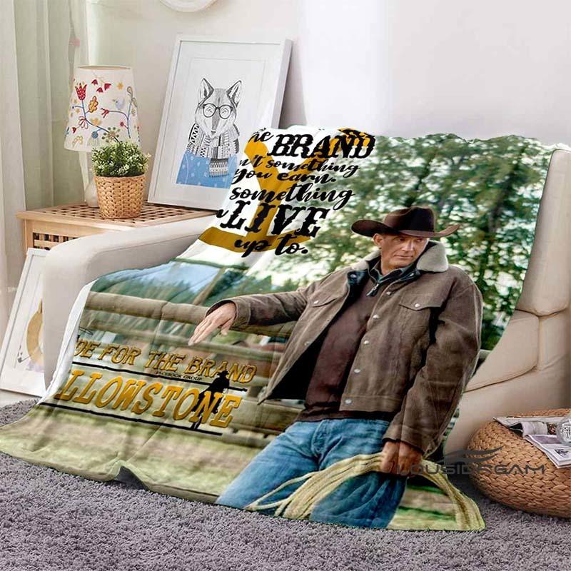 Personalisierbare 3D-gedruckte Yellowstone-Thermodecke, Geeignet für Wohnzimmer, Schlafzimmer, Bett, Sofa, Bürogeschenk, Flanelldecke