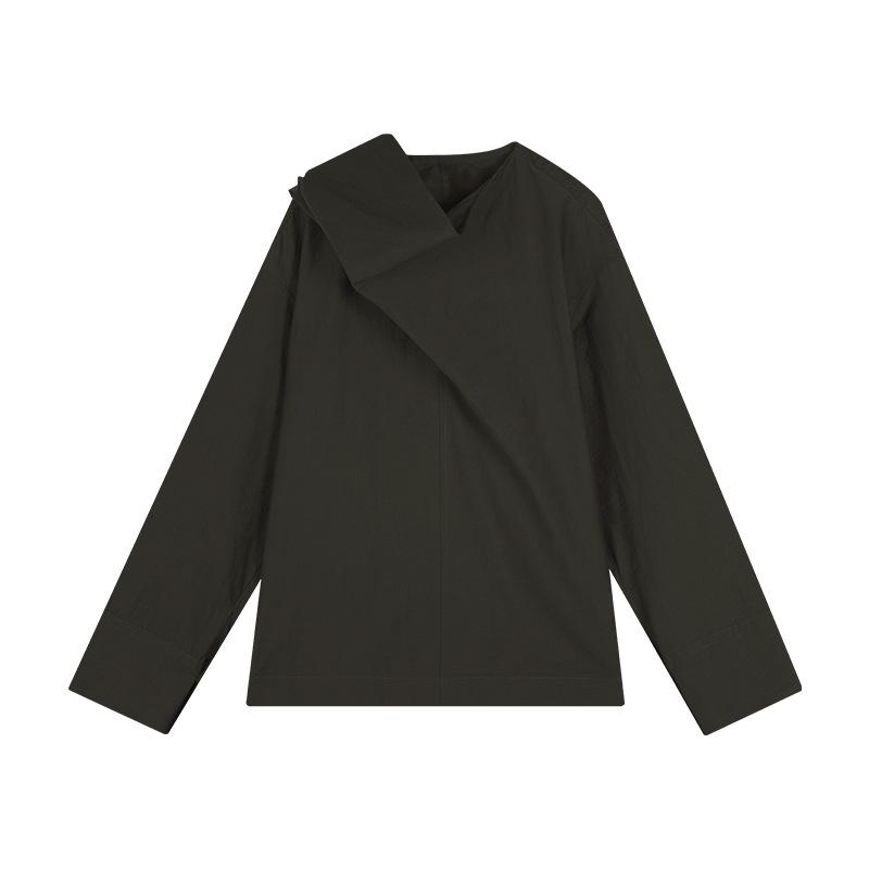 

Качество Стиль 2025: Весенний повседневный японский и корейский хлопковый пуловер, воротник-хомут, женская рубашка свободного кроя One Size