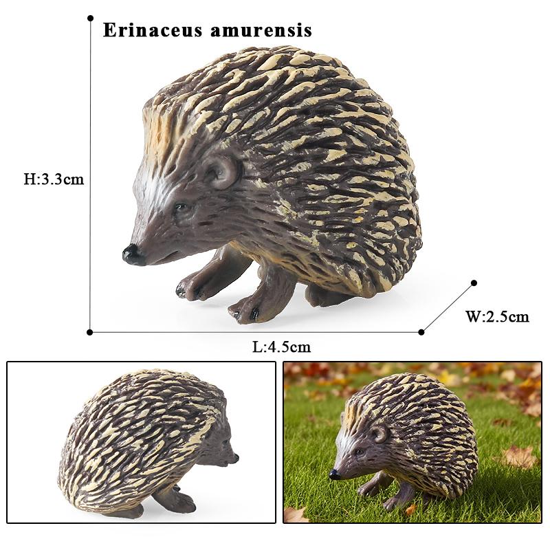 Oenux Simulation Wild Jungle Forest Animals Hedgehog Model Action Figures Cake Topper Party Favor Cute Education Kid Toy Gift