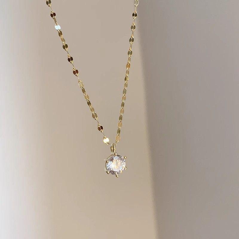 Crystal Shine Six Claw Drill Necklace For Women Wedding Jewelry Minimalism Girls Neck Chokers