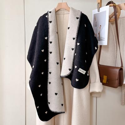 Luxury Women'S Heart Scarf Imitation Cashmere Shawl Pashmina Poncho Thick Warm Winter Accessory For Female Echarpe Bufanda