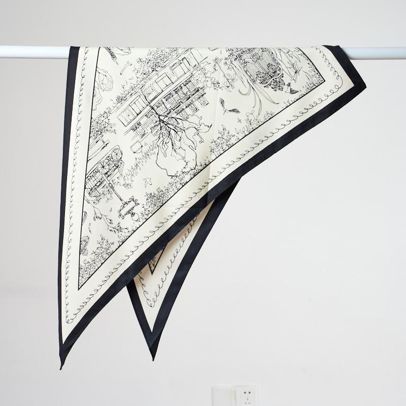 Fashion Elegant Imitation Silk Triangular Neck Scarf For Women Old Money Style