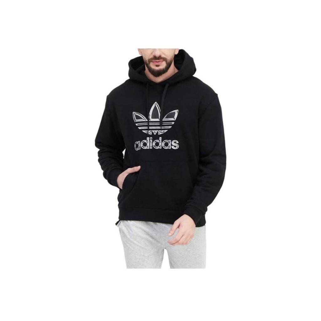 adidas Orijinaller Metalik Logolu İpli Kapüşonlu Sweatshirt Erkek Üst Siyah GT4360