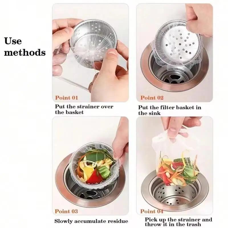 200/100/30pcs Disposable Sink Filter Mesh Bags Kitchen Sink Strainer Drain Hole Anti-blocking Garbage Bag Cleaning Strainers Net