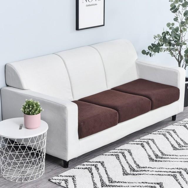 Polar Fleece Sofa Seat Cushion Cover Jacquard Seat Cover Elasticized Machine Washable Removable Slipcover Sofa Covers Home Furniture Protector