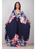 Handgemachter schwarzer & roter floraler langer Strand-Überwurf-Kimono für Damen