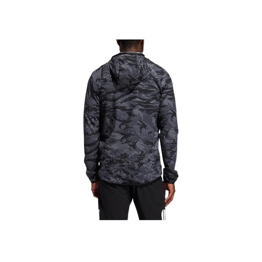 Adidas Camo Print Hooded Zip Jacket Men Outerwear Black GL8926