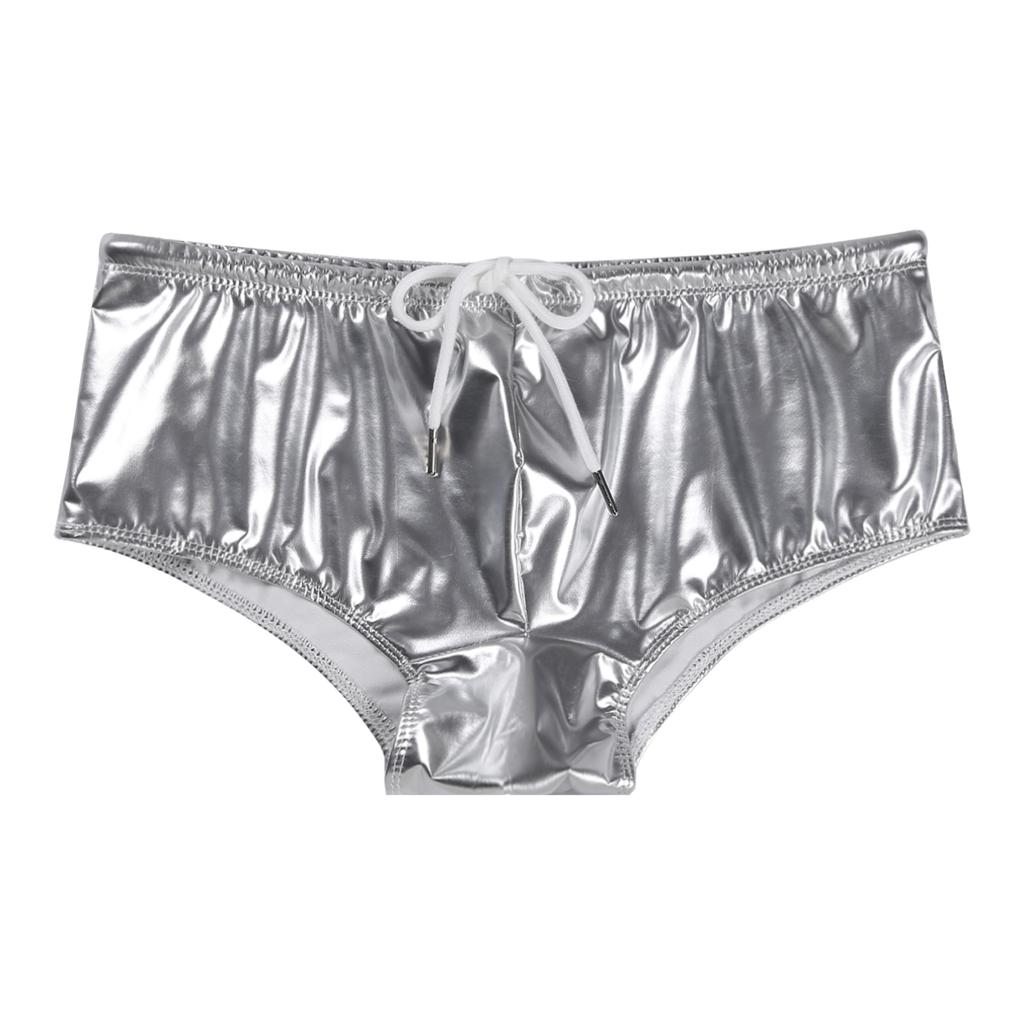 Pánské plavky Wet Look Lakovaná kůže Low Rise Boxerky se stahovací šňůrkou Plavky