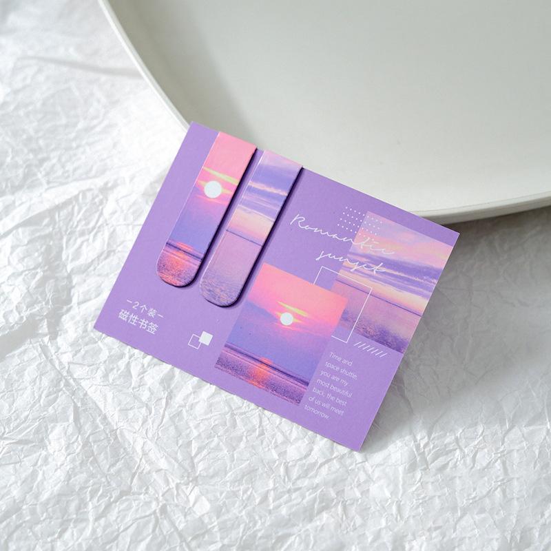 Lot de 2 signets magnétiques fantaisie, nuages, soleil et lune, pour étudiants, support de page de livre, articles de lecture, papeterie coréenne, fournitures de bureau