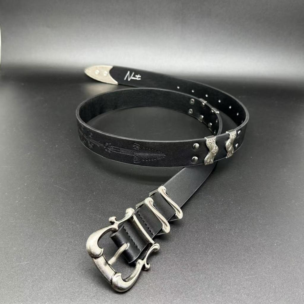 Pin Buckle Belt Couple Men's and Women's Belts Punk Retro Rivet Belts