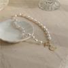 Baroque Freshwater Pearl Coin Choker with Gold Pendant - Women's OT Clasp Necklace Gift