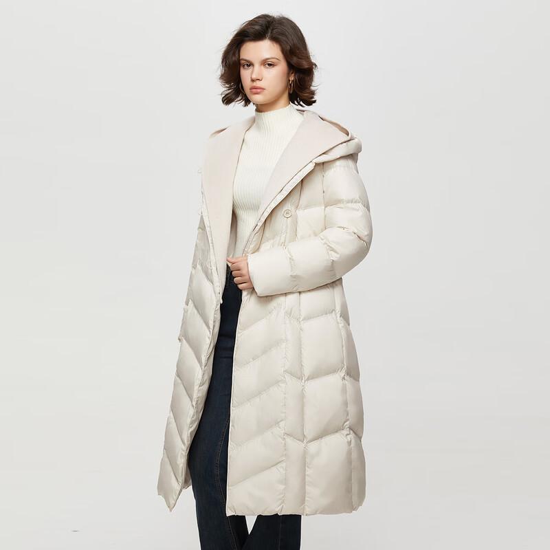 Tatue Women's Mid-Length Solid Hooded Down Jacket