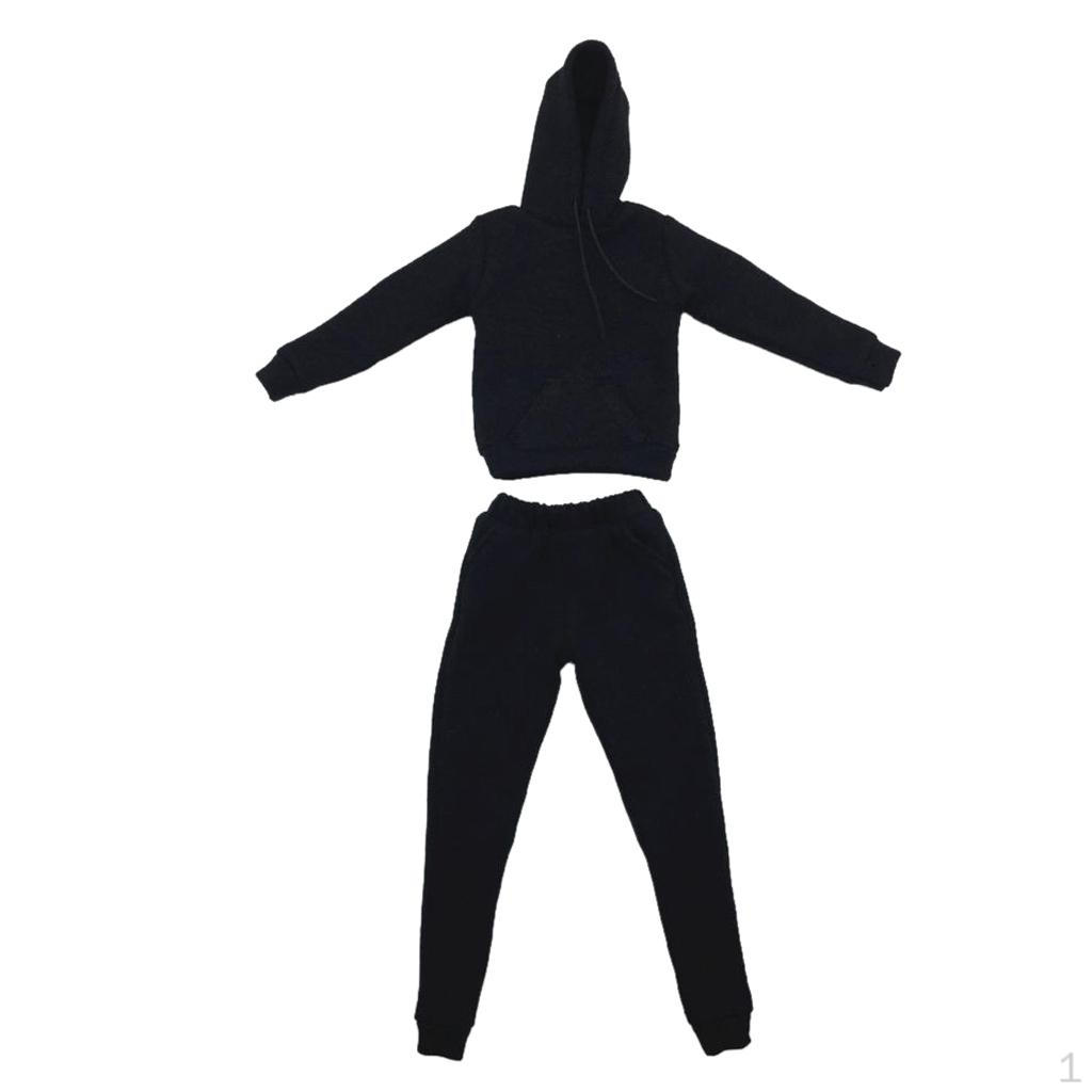 

1/6 женский комплект с капюшоном, костюм для фигурок HT, игрушки для кукол чёрный