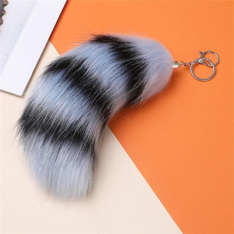 Plush Foxes Tail Keychain Soft And Cute Accessory Plush Keyring Decors For Bags Keys Or Home Decors 18cm Long
