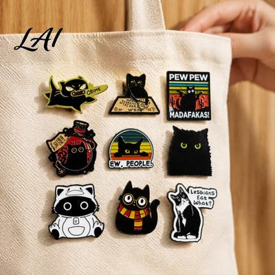 Black Cat Jewelry Cartoon Brooch Pin Enamel Animal Lapel Pin for Daily Wear Men Women Decorative Badge Clothing Bags Scarves Sweaters Lover