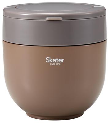 Tazón de arroz térmico/frío Skater, recipiente para almuerzo de gran capacidad de 1250 ml con asa plegable, antibacteriano, color marrón nuez LDNO13AG