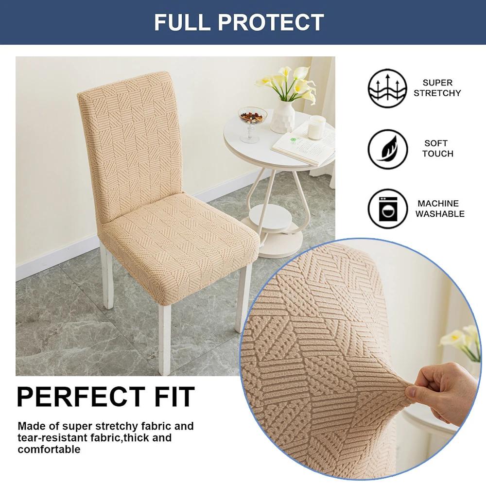 Stretch Dining Chair Cover Twill Jacquard Elastic Seat Cover Washable Normal Stool Slipcover for Kit Pet Room Living Home Decor