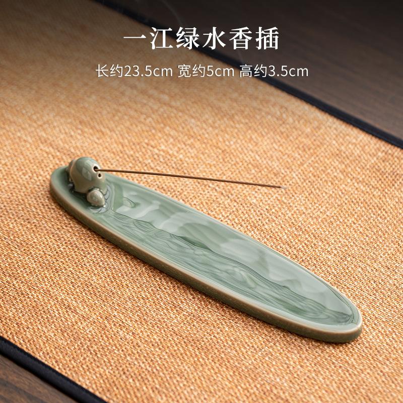 

Зеленая водная глазурь благовония чайная церемония курильница маленькие украшения дзен сандаловая печь домашняя линия благовоний сиденье из агарового дерева