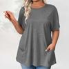 New Summer Women's Plus-size Casual Short-sleeved Loose Solid-color T-shirt