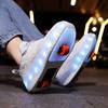 Boys Lights Sports Shoes Rubbing Shoes Charging /Disassembling Tow Wheels Slide Shoes LED Kids Glowing Sneakers