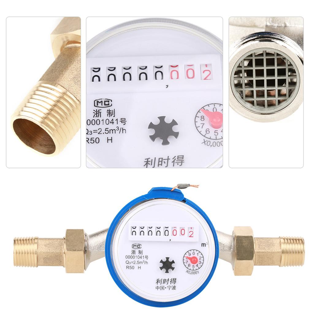 15mm 1 2  Garden Home Plastic Cold Water Meter Single Water Flow Dry Table Measuring Tools