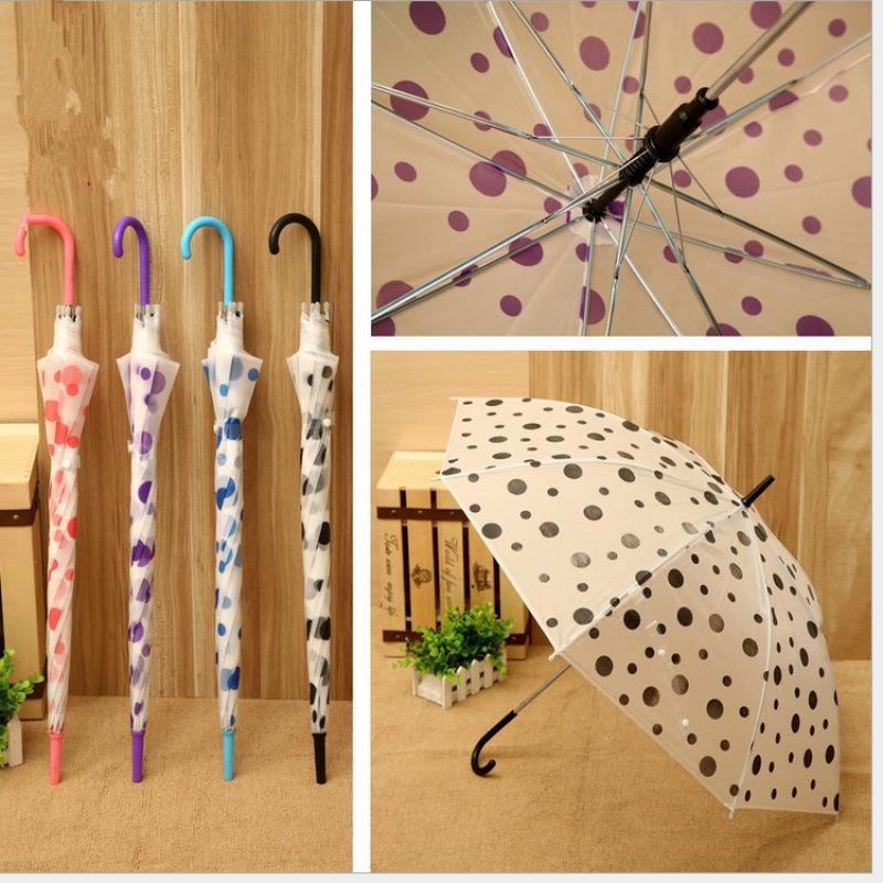 Transparent Automatic Long-Handle White Umbrella - Free Shipping