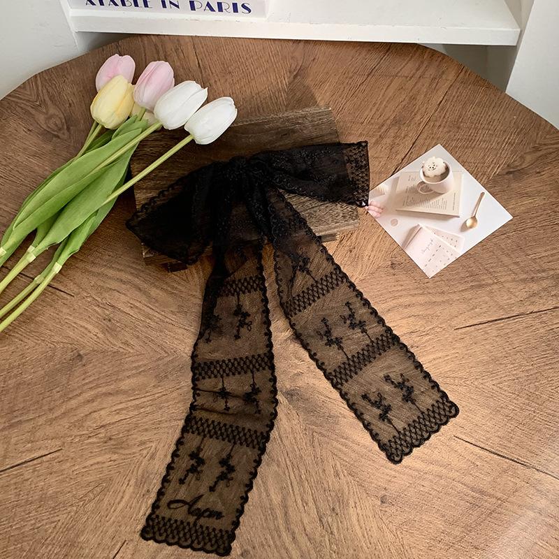Silk Scarf Long Strip High-end Super Fairy Lace Embroidered Headscarf Silk Scarf Women's Headband Hair Tie Bag Streamer Belt Waist Belt