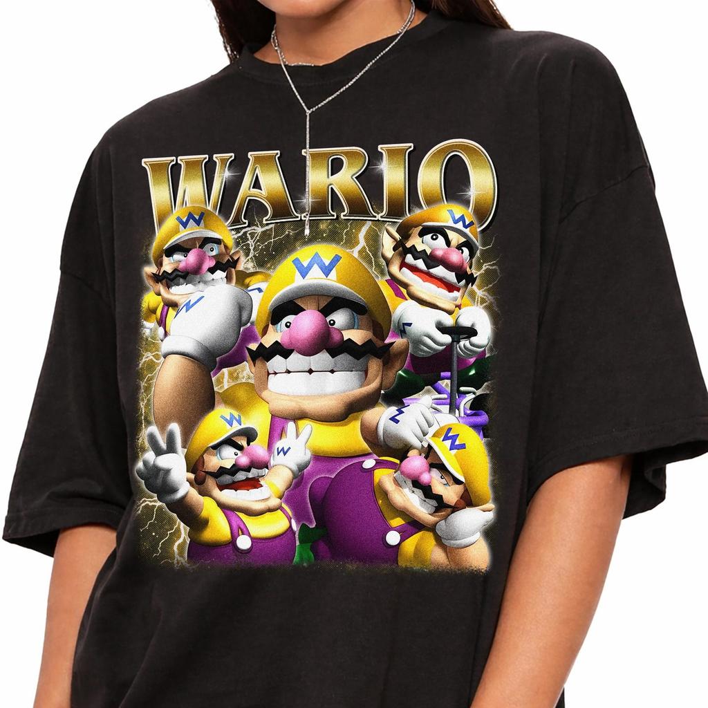 Vintage Wario T-shirt, Mario Kart Shirt, Retro Mario Bootleg Graphic Tee, Yellow Villains Tee, Gaming Tee, Nintendo Fan Gift