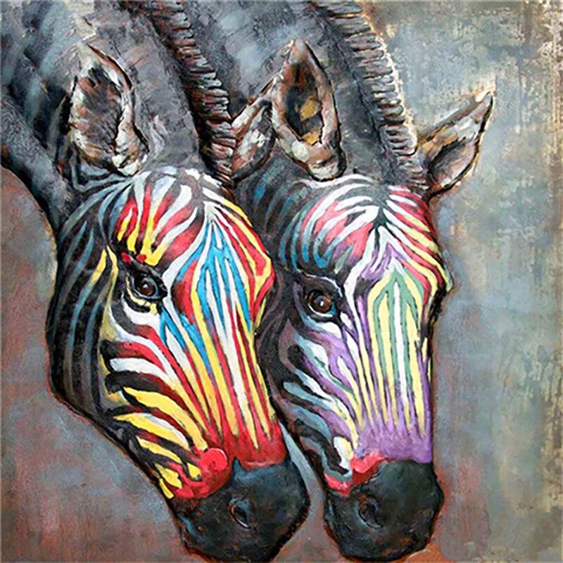 New 5D DIY Diamond Painting Colorful Zebra Diamond Embroidery Animal Cross Stitch Full Round Square Drill Manual Home Decor Gift