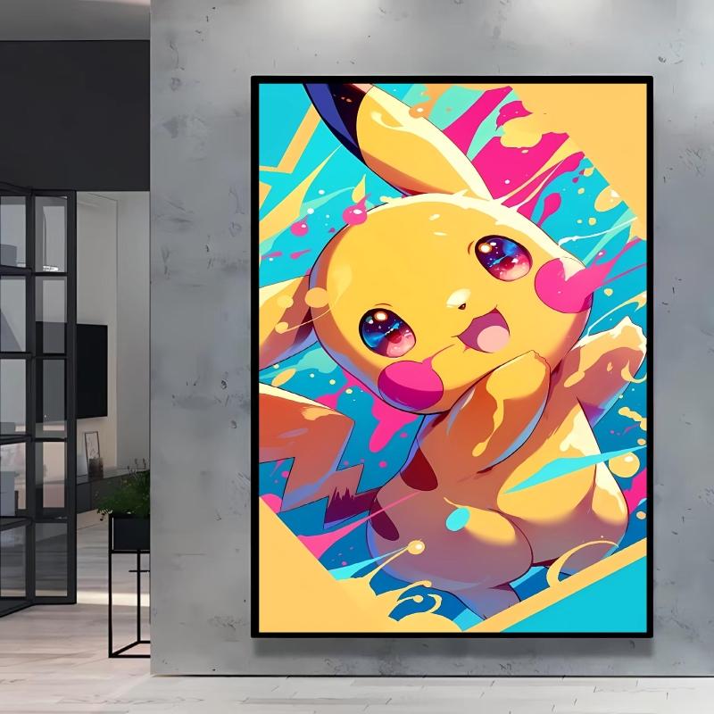 Canvas Art Wall Painting Posters Pokemon Images Pikachu Decor Painting Home Decoration Living Room Decor Paintings Kids Gift