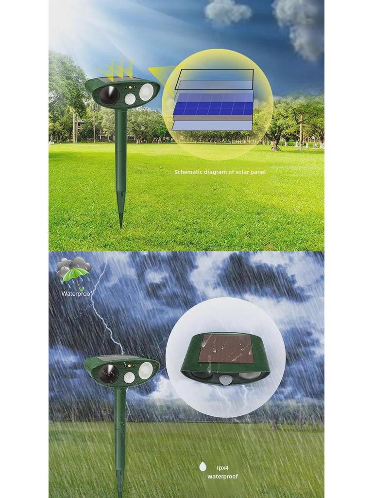 Solárny ultrazvukový odpudzovač zvierat do exteriéru