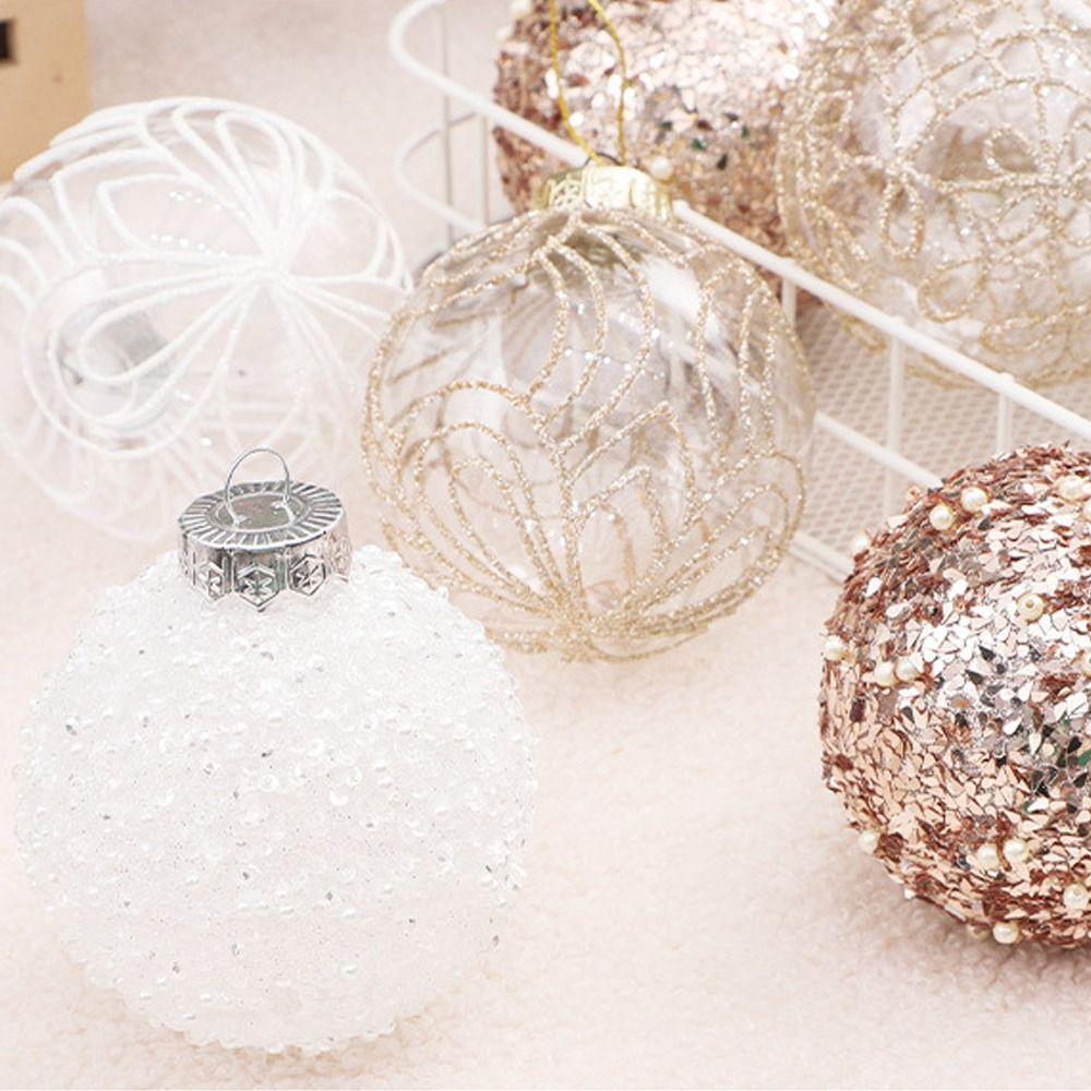 6pcs 8cm Christmas Ball Gift Box PET Christmas Tree Pendant  Home Xmas Decor