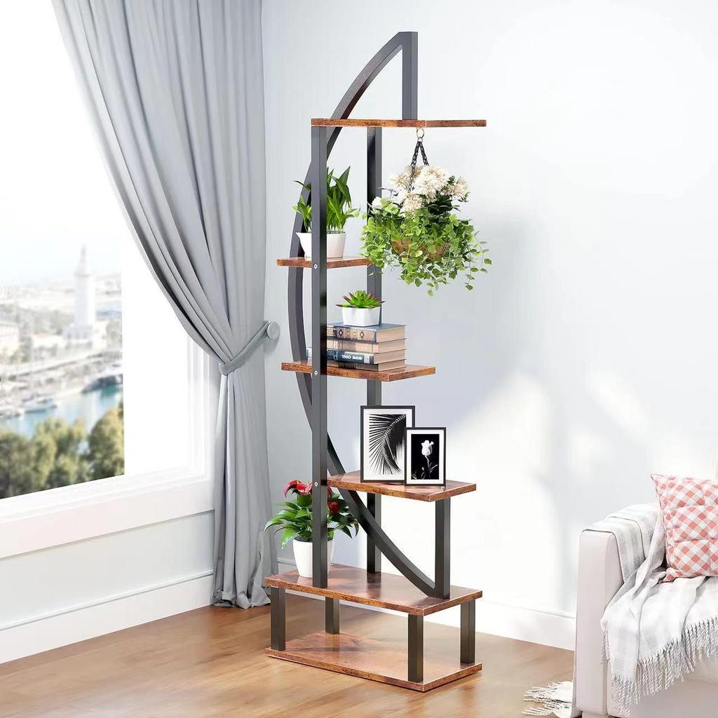 Half-Moon Multi-Layer Indoor Flower Stand for Living Room and Balcony