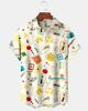 Men's Cute Cat Cartoon Geometric Print Hawaiian Shirt Short Sleeve Casual Beach Vacation Summer Button-Up Top