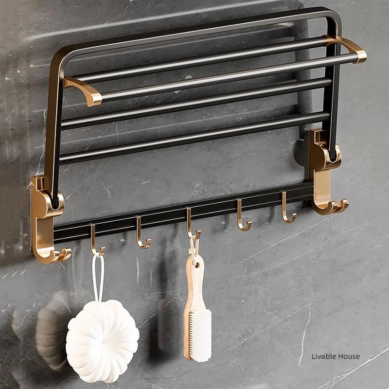 Gold Bathroom Shelf Hook Toilet Paper Holder Toilet Brush Towel Holder Space Aluminum Bathroom Hardware Set Bathroom Accessories