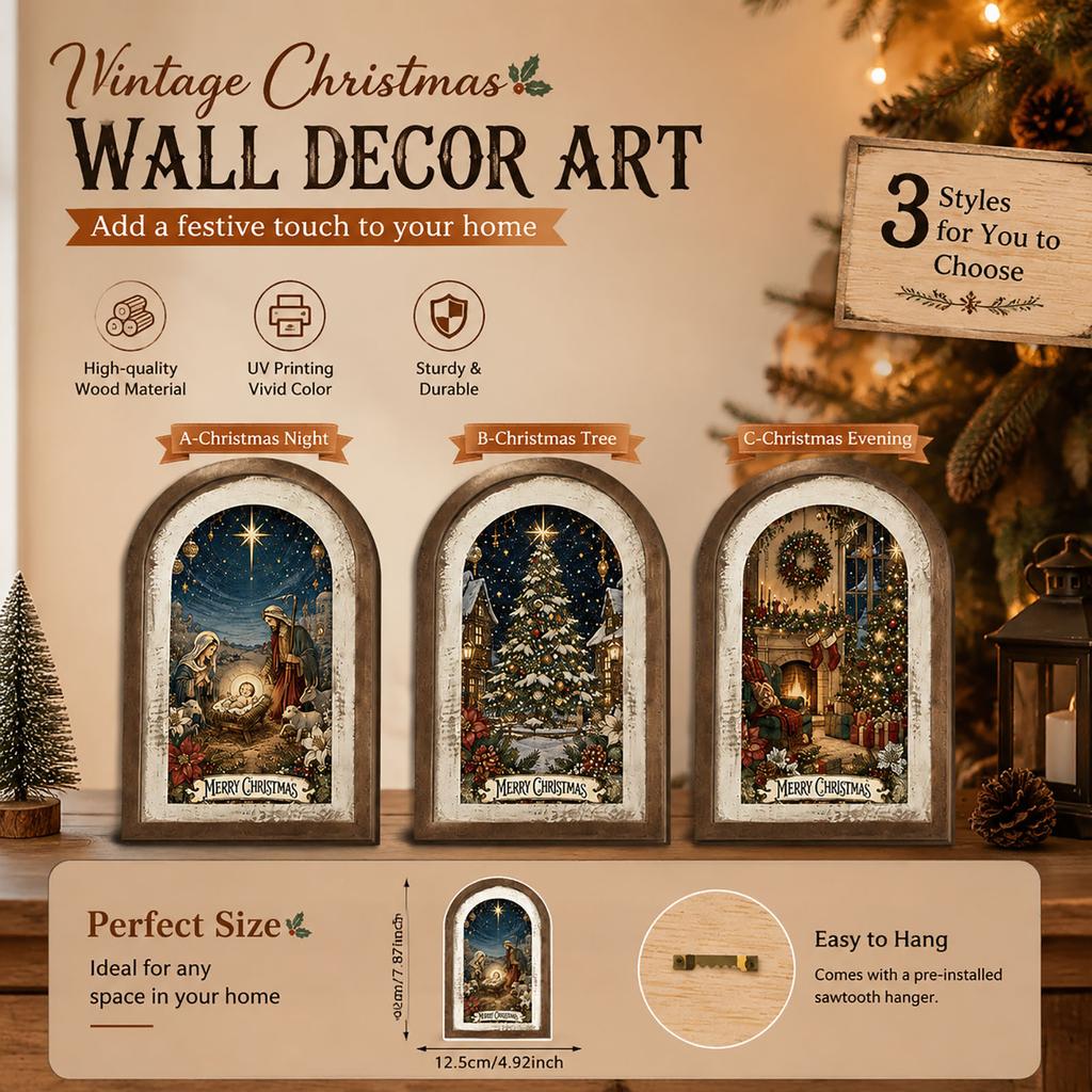 Rustic Christmas Wall Wooden Hanging Decor for Home Holiday