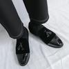 Men Loafers Leather Individuality Formal Business Shoes Coffee Slip On Flats Wedding Dress Prom Shoes Over Sized