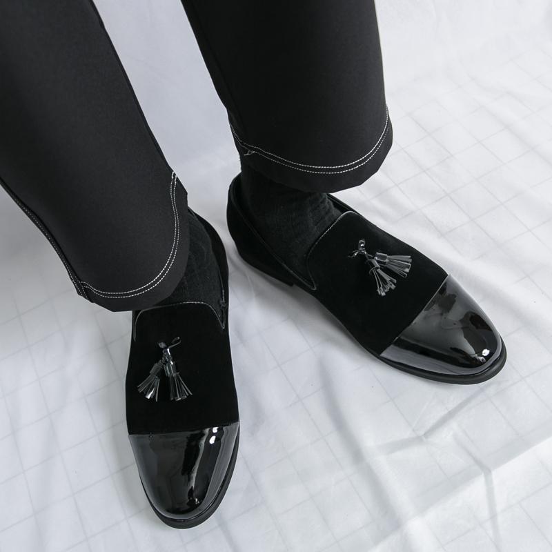 Men Loafers Leather Individuality Formal Business Shoes Coffee Slip On Flats Wedding Dress Prom Shoes Over Sized