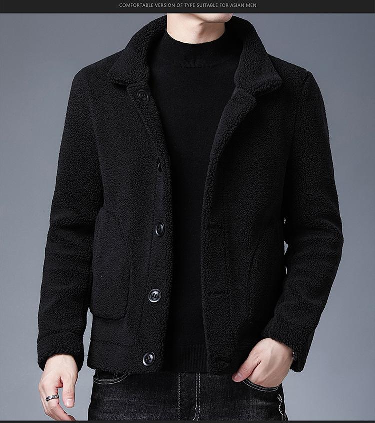 

Новые меховые двухсторонние куртки из овечьей овчины, утолщенные теплые, корейские, из флиса с гранулами, мужские куртки 2XL чёрный