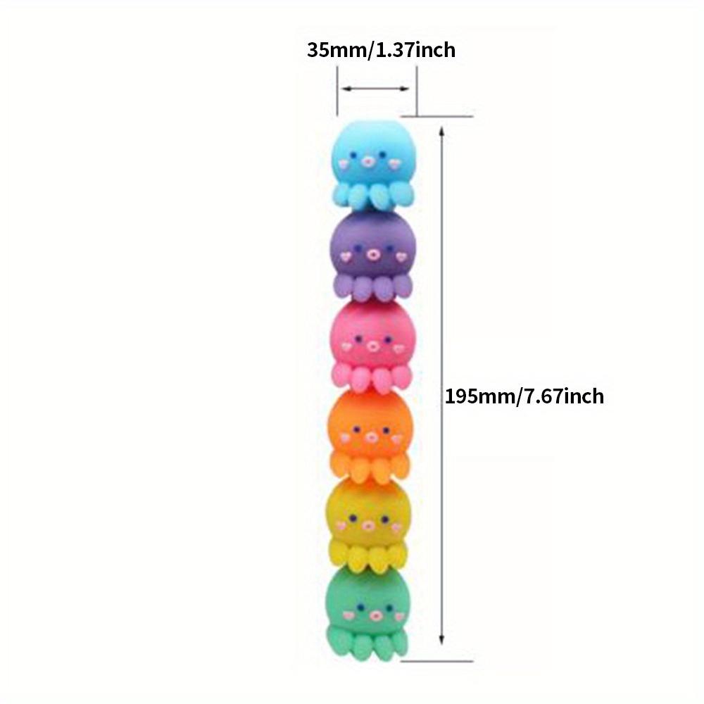 

5 цветов/набор. Ручка-хайлайтер Cute Octopus — флуоресцентный маркер для рисования и граффити для школы и офиса. 5 pcs +1 pen cover