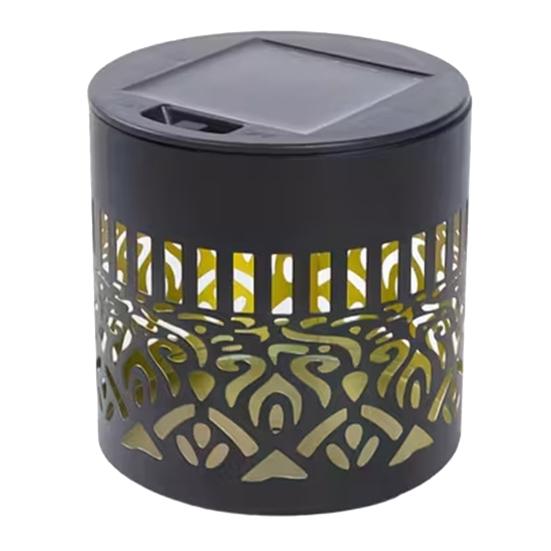 Solar Lights Outdoor Decorative Solar Powered Garden Lights with Intelligent Sensor Waterproof Metal Hollow Pattern Deck Step Wall Lights