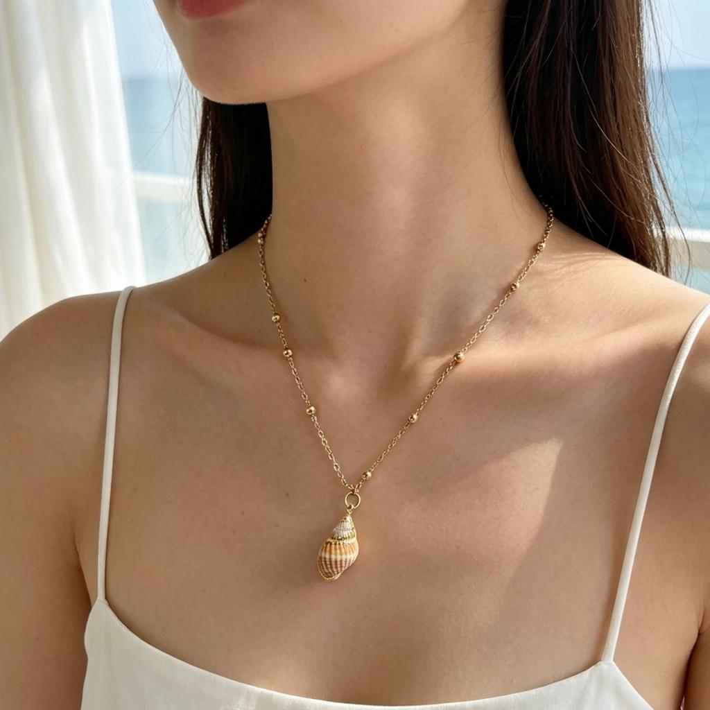 Summer Ocean Resort Seashell Pearl Pendant Necklace - High-End Luxury for Women