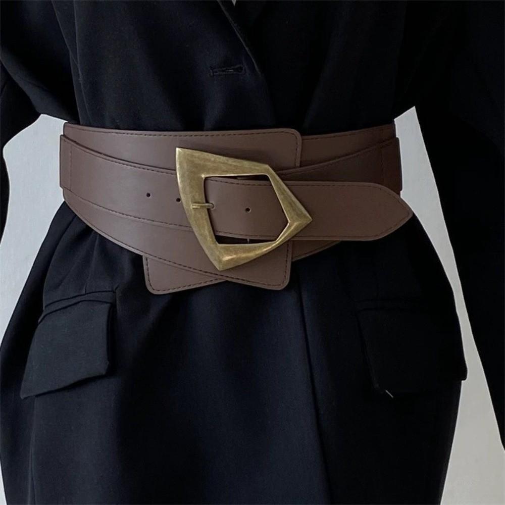 PU Leather Women Formal Events Belt Black Color Versatile Waist Belt  Shirt Matching