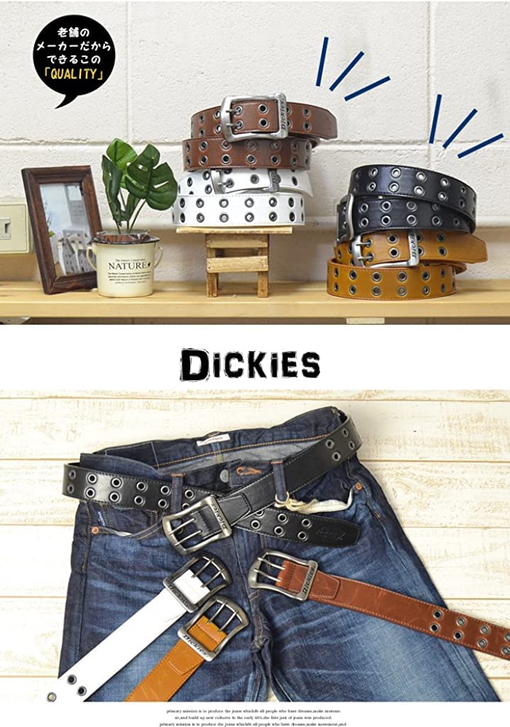 New Color 40mm Eyelet Double Pin PU Leather Belt Brown X Vintage Free Size [Dickies] (dark Gold)