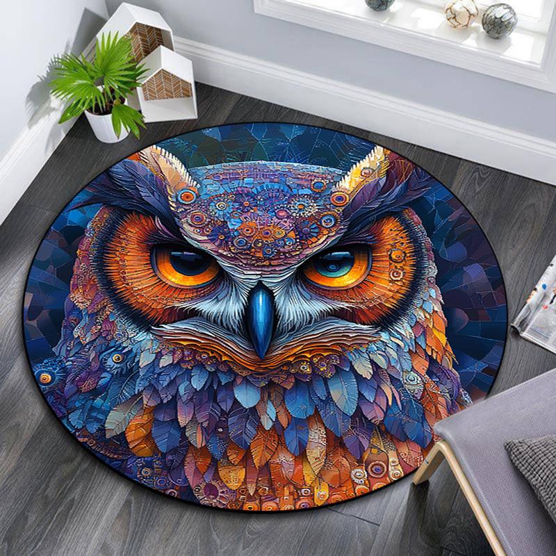 

Colorful Owl Artwork Round Area Rug,Carpet Rug for Living Room Bedroom Sofa Playroom Decor,Non-slip Floor Mat 80cmx80cm