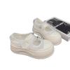 Small 6cm mesh muffin shoes women's 2025 summer thick sole heightening lace Velcro Mary Jane shoes