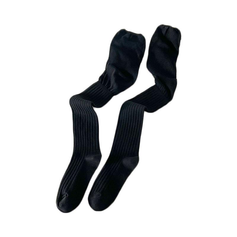 Women's Japanese-Style Color Block Over-the-Knee Socks - Solid Color, Versatile Spring/Autumn Knee-High JK Slouch Socks