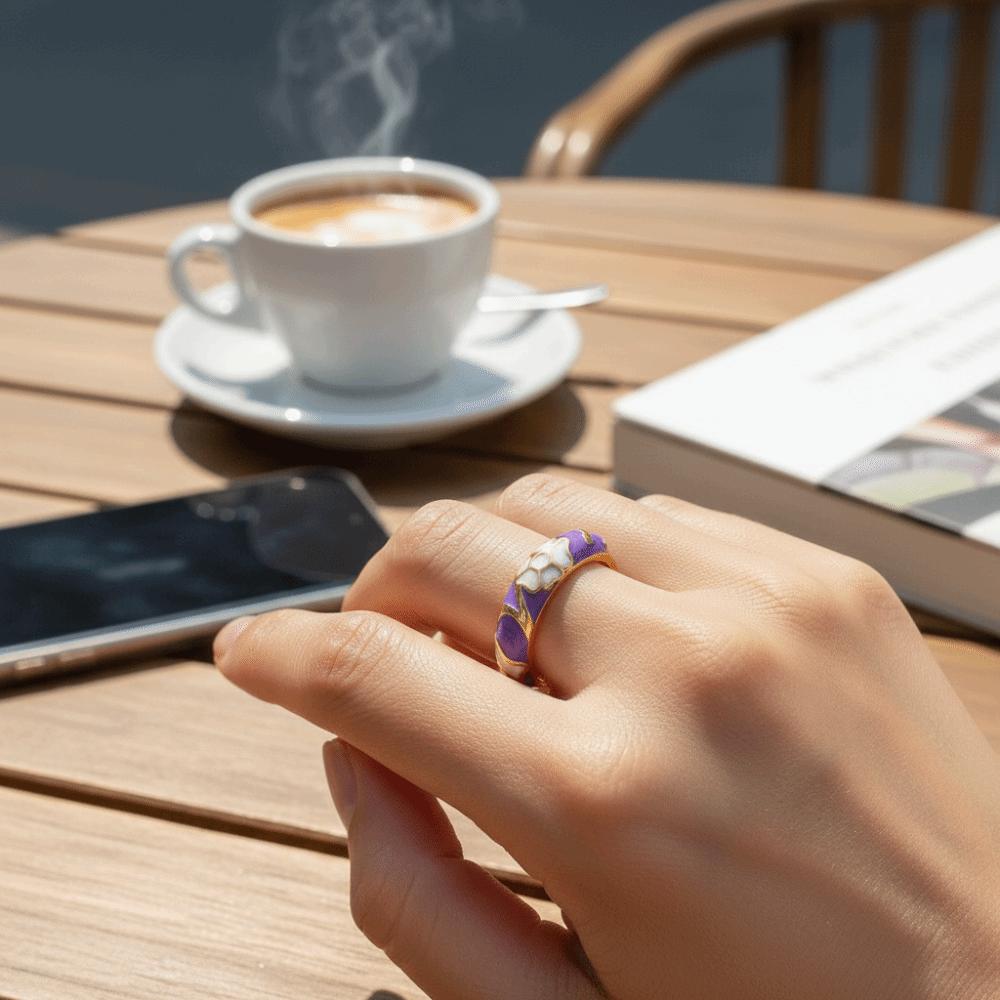 Unique Enamel Dot Open Ring Chinese Style Adjustable Ring Elegant Bohemian Ring  Women