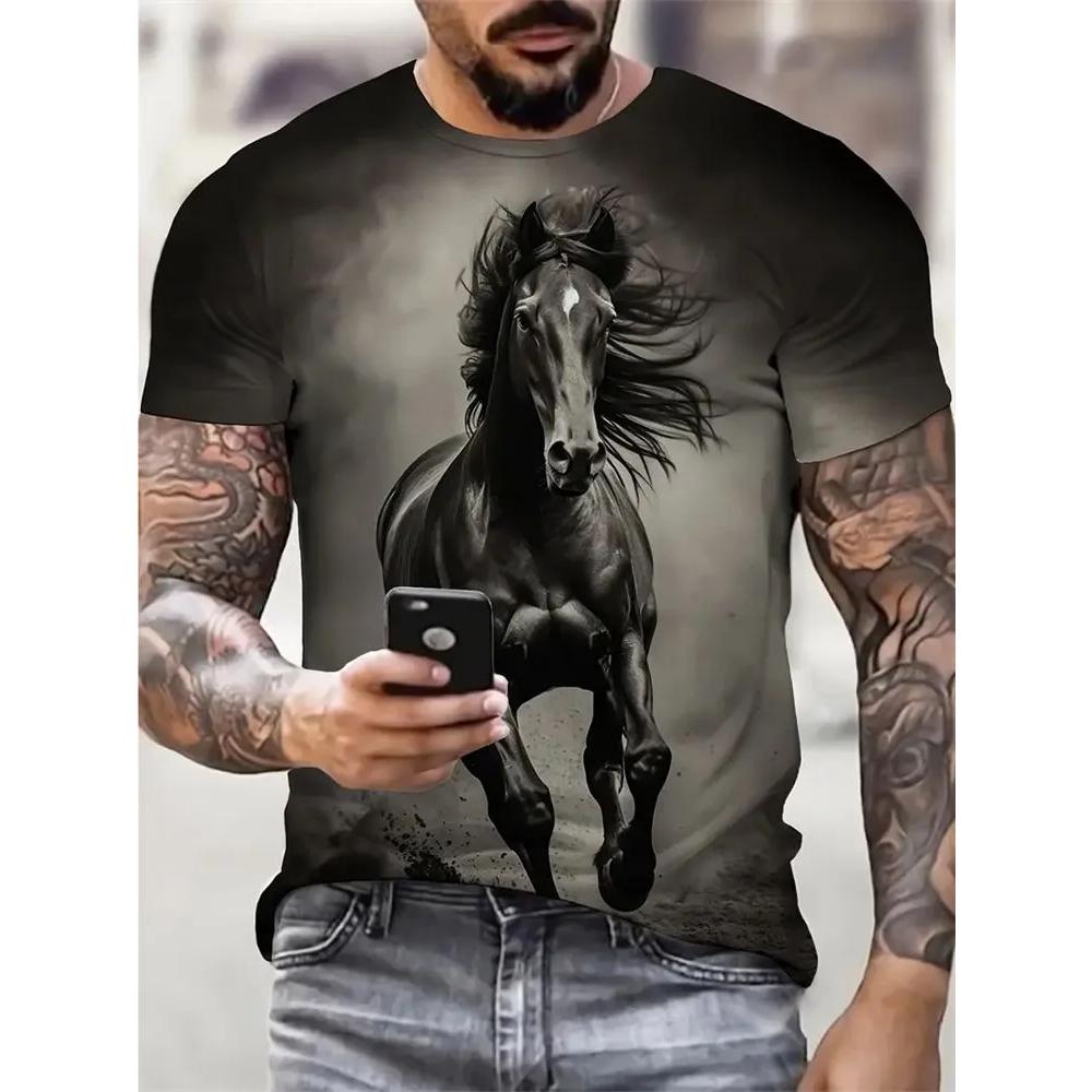 Daily Breathable Versatile Top Short Sleeve Men's Animal Print Comfort T-Shirt Casual T-Shirts Men’s