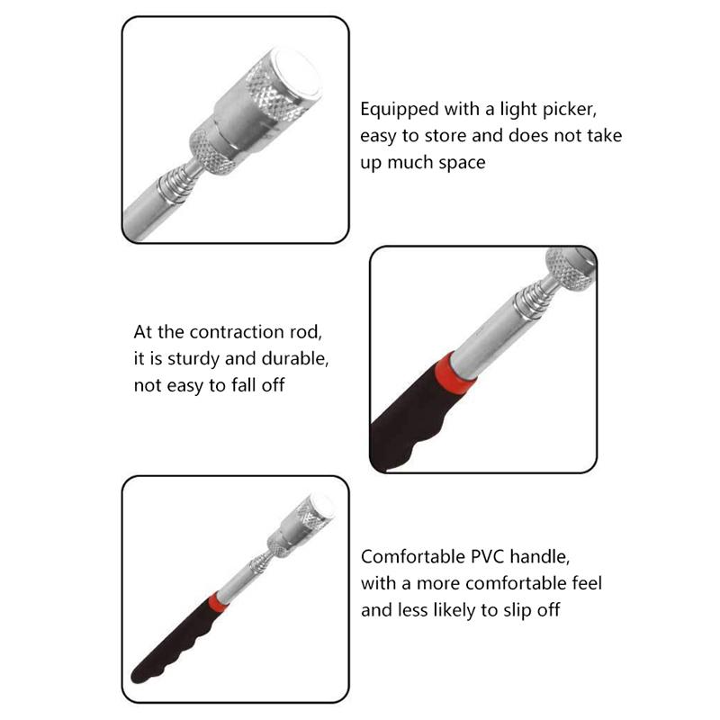 Telescopic Magnetic Pen Screw Nut Bolt Extendable Magnetic Pick Up Tool Portable Long Reach Led Light Adjustable Pickup Rod